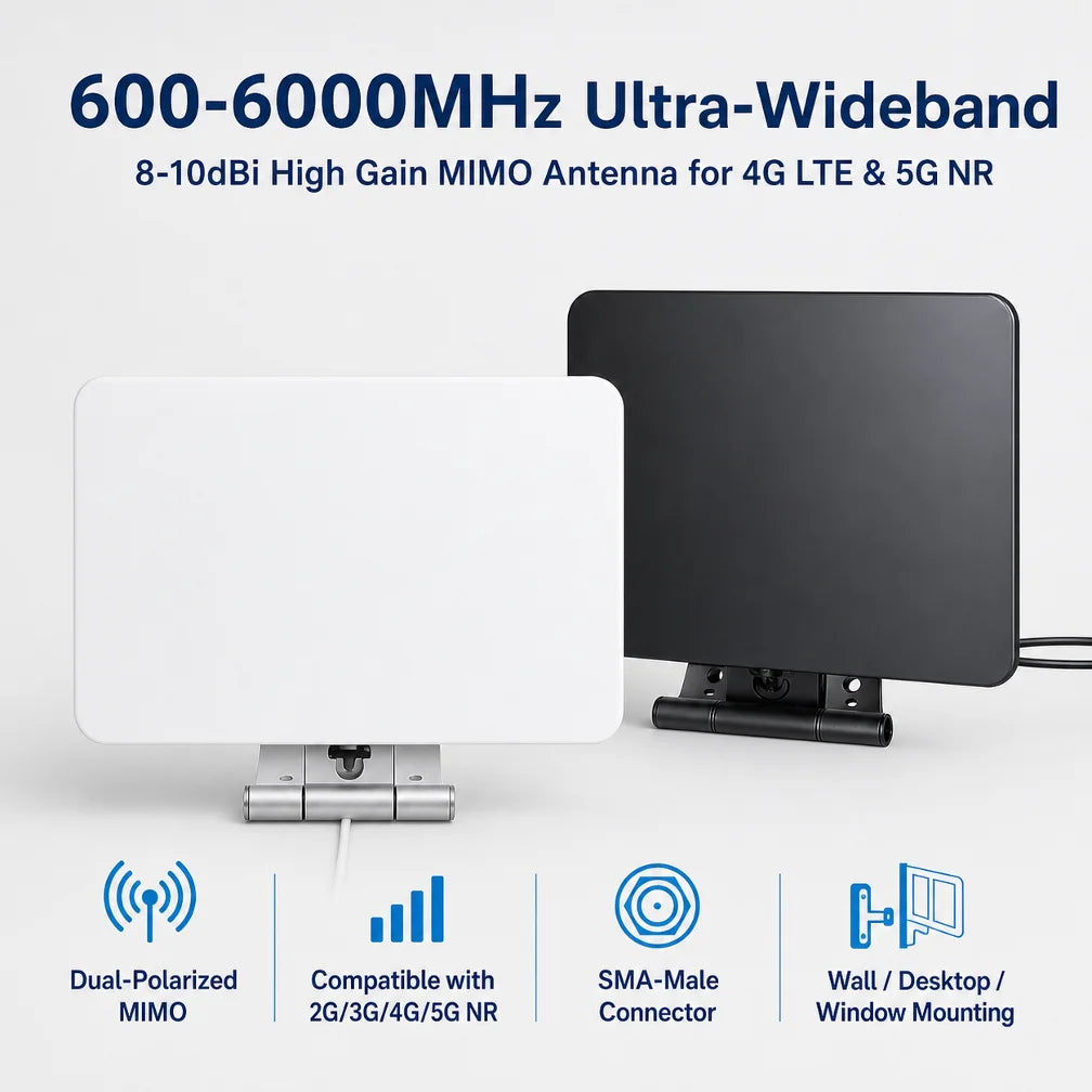 ARRONNA 600-6000 MHz Dual Port Planar Antenna 4G 5G High Gain Outdoor Panel Compatible with 4G/5G CPE Devices