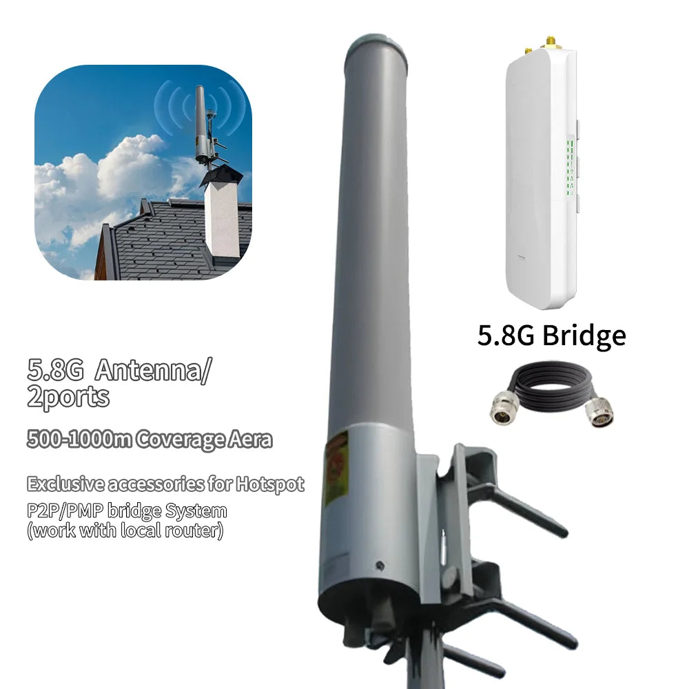 ARRONNA D708211 10dBi Fiberglass Omnidirectional Dipole Antenna 2.4/5.8GHz H+V Polarization F Female Connector WiFi WiMAX 4G 5G