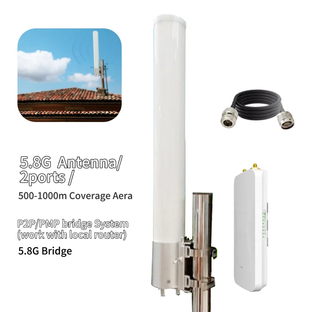 ARRONNA D708211 10dBi Fiberglass Omnidirectional Dipole Antenna 2.4/5.8GHz WiFi WiMAX 4G 5G LTE AP Bridge Repeater
