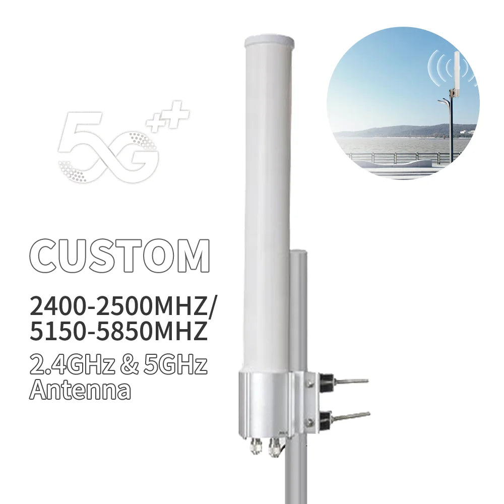ARRONNA Key Customized 10dBi Waterproof 2.4G 5.8G Dual Band Omni Fiberglass Antenna Outdoor Use Signal Booster Kit N-Type Female