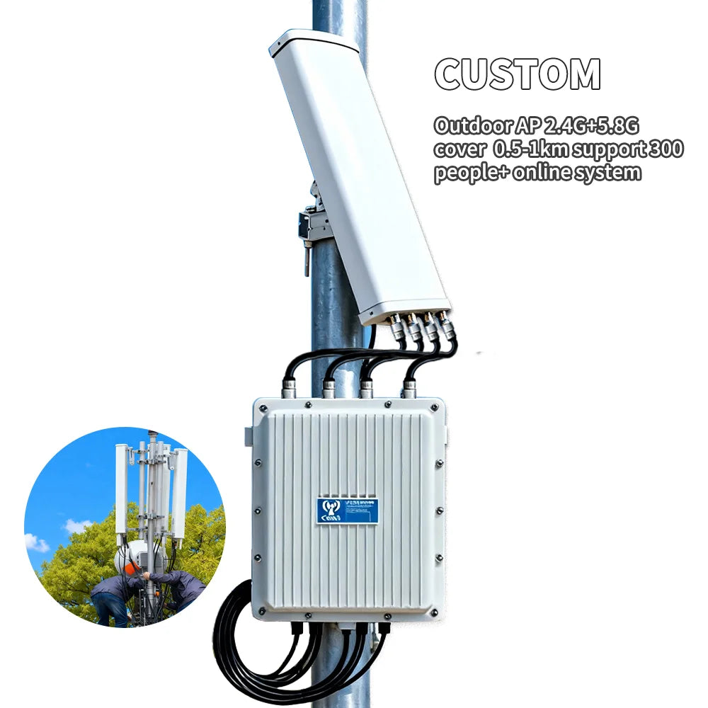 ARRONNA Key WiFi 6 Outdoor Waterproof Access Point 3657Mbps 2.4G&5.8G Sector Antennas 256+ Users Coverage System 1-2km Qualcomm