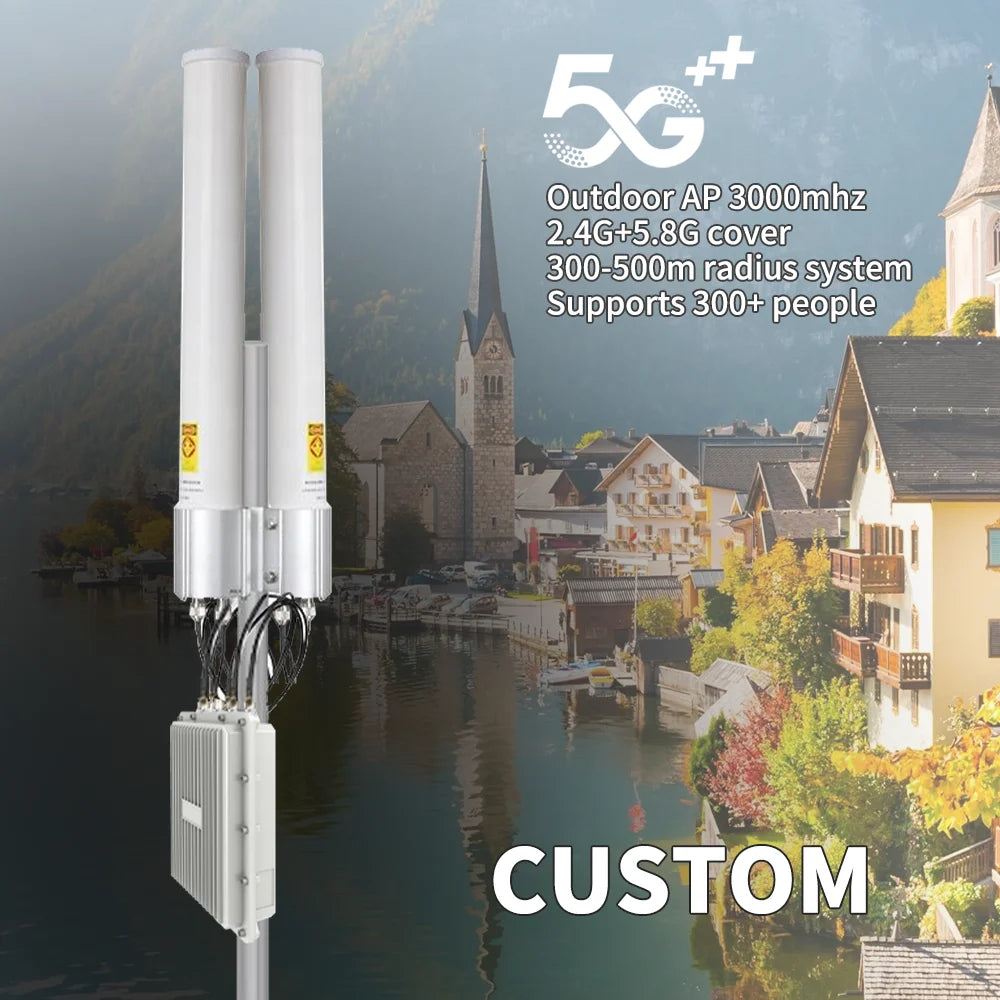 ARRONNA Key WiFi6 Outdoor Waterproof Access Point 3657Mbps 256+ Users 2.4G&5.8G Fiberglass Omni Antenna 500-1000m Radius
