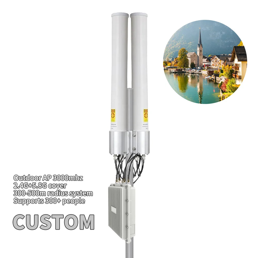 ARRONNA WiFi6 Outdoor Waterproof Access Point 3657Mbps 256+ Users 2.4G&5.8G Fiberglass Omni Antenna 500-1000m Radius Qualcomm