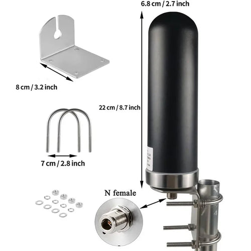 Arronna D910101 Omni Fiberglass Outdoor 4G/5G LTE/GSM 698-6000MHz Cellular Antenna 10DBI Gain f Female Connector Signal Booster