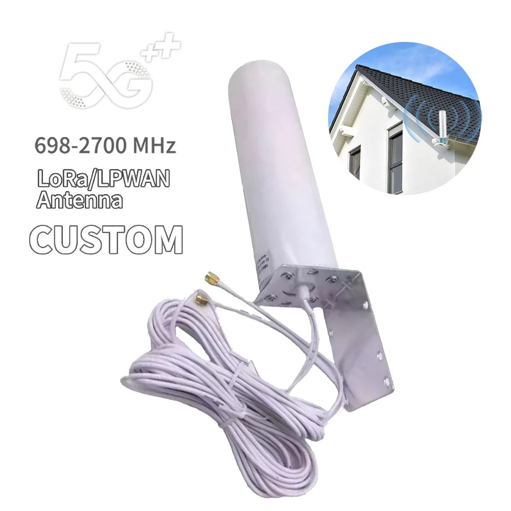 Customized High Gain Waterproof Vertical Polarization 2G 3G 4G 5G MIMO Omni Fiberglass Antenna for Outdoor Use Signal Booster