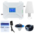 For 900/2100/2600MHz GSM 2G 3G 4G Tri-Band Mobile Phone Signal Booster with 70dB Gain and 500sqm Indoor/Outdoor Coverage
