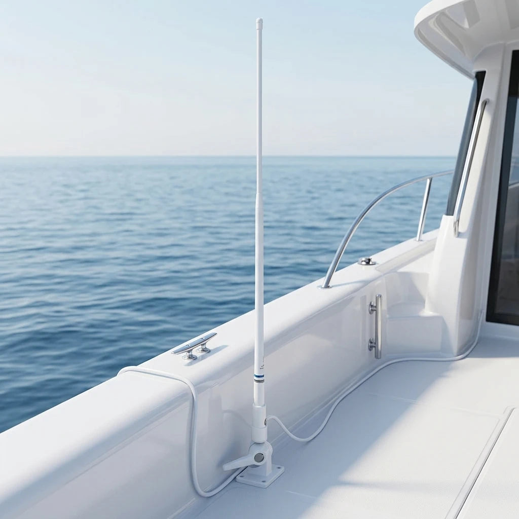 Arronna 2.4m 8ft VHF Marine Antenna 156-163MHz 6dB Fiberglass Boat Radio Antenna with Ratchet Mount