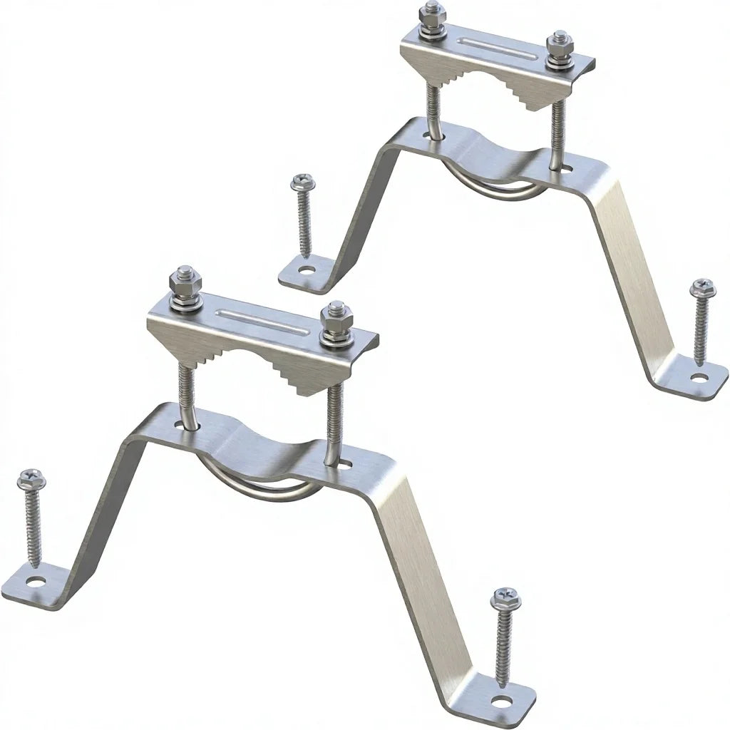 Arronna Stainless Steel Double Wall Mount Antenna Mast Bracket Pair with U Bolt Clamps