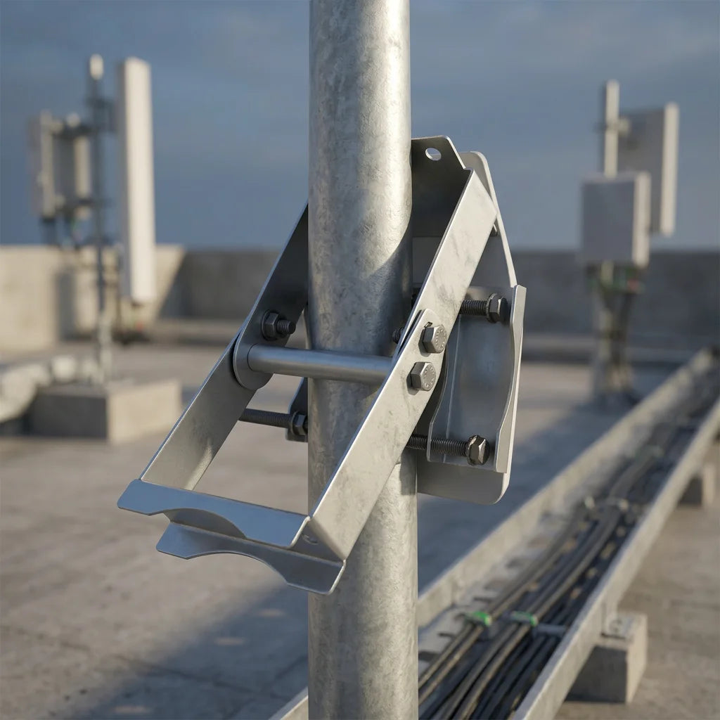 Base Station Panel Antenna Mounting Bracket Pole Clamp Adjustable Tilt for Heavy Duty Outdoor Antenna