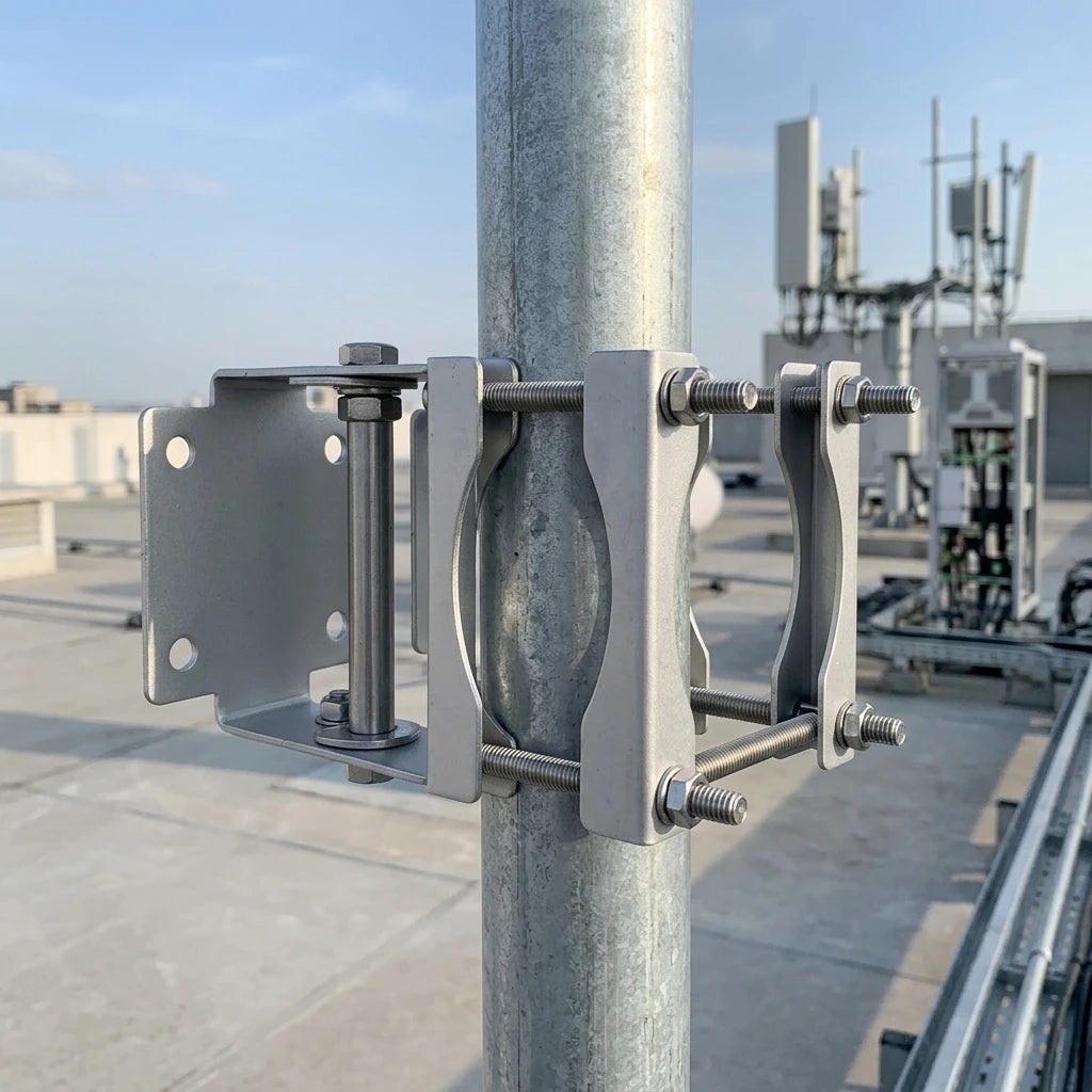 Arronna Adjustable Plate Clamp Antenna Mount 60x60mm Pole Bracket up to 80mm Galvanized Heavy Duty Tilt
