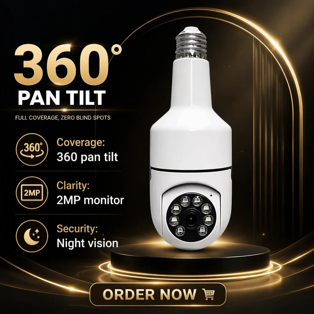 Arronna E27 Lampholder WiFi Bulb Camera 2MP Indoor 360 Night Vision Cloud SD P2P