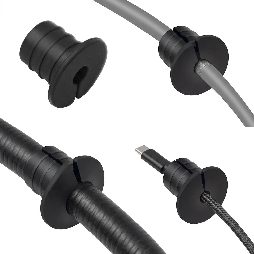 Arronna Silicone Cable Grommet Routing Kit for 3 4 Inch Wall Hole with Split Side Design