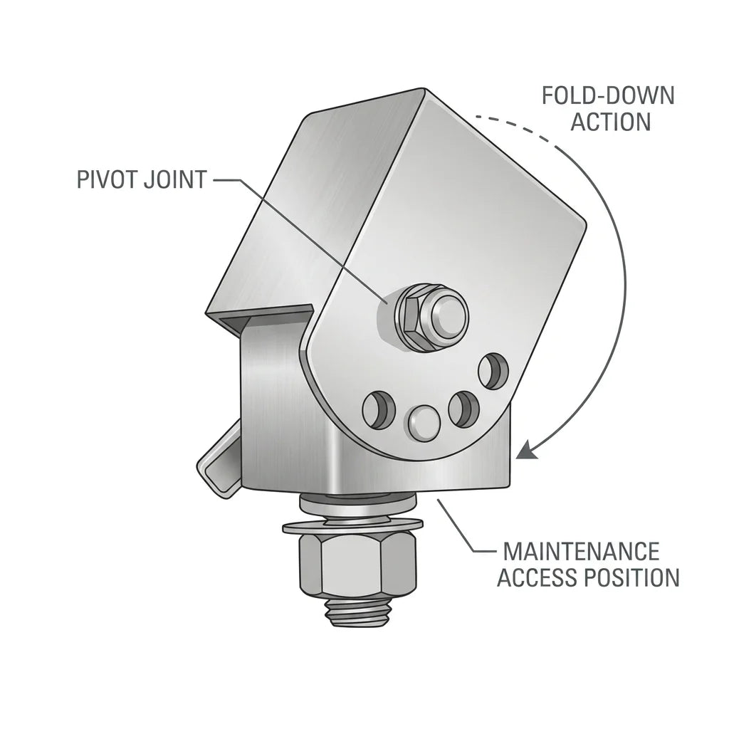 Arronna Adjustable Fold Down Antenna Pole Mount Kit Stainless Steel with Pivot Lock Hardware