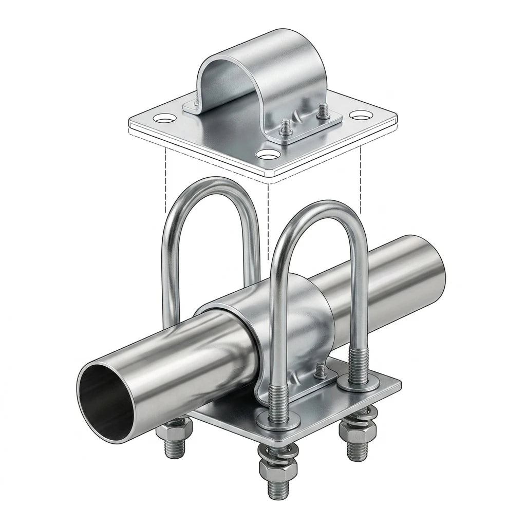 Arronna Stainless Steel Multi-Purpose Antenna Clamp Bracket Kit with U Bolts for Outdoor Installation