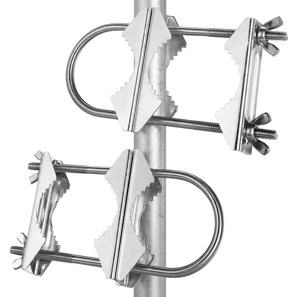 Arronna Double Antenna Mast Clamp Kit V Jaw with U Bolts Zinc Plated Set of 2