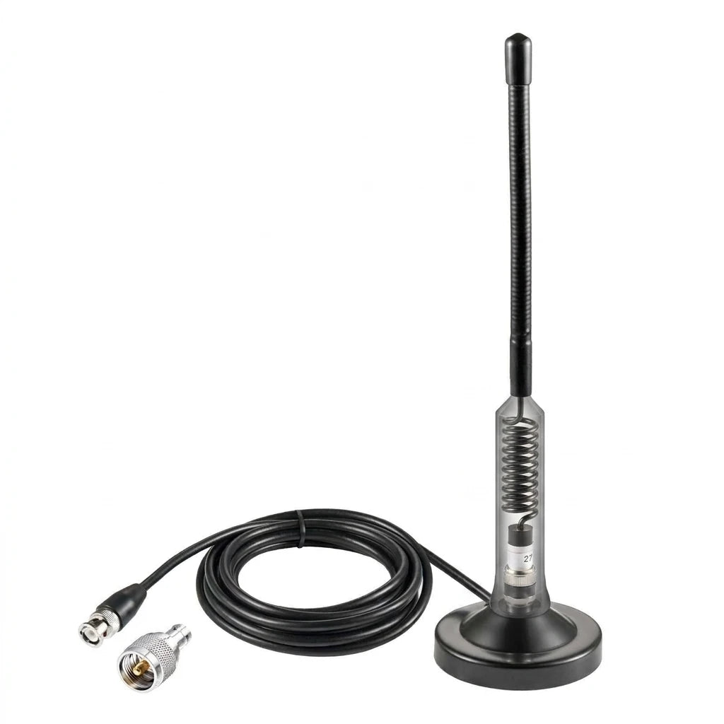 Arronna 27MHz CB Radio Antenna Kit Magnetic Base Soft Whip BNC SO-239 5dBi for Truck Vehicle