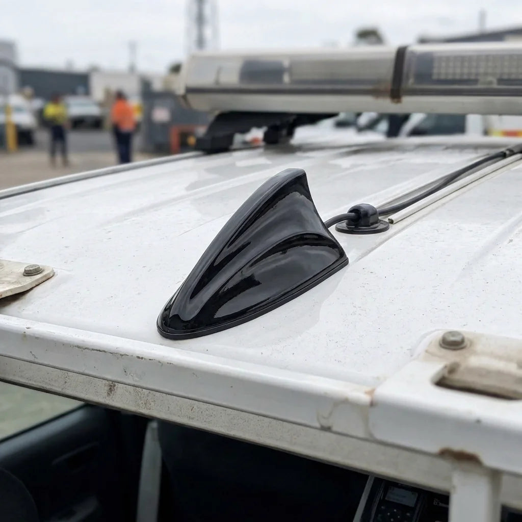 Arronna UHF 400-470MHz Vehicle Shark Fin Antenna Two Way Radio Roof Mount High Gloss Black