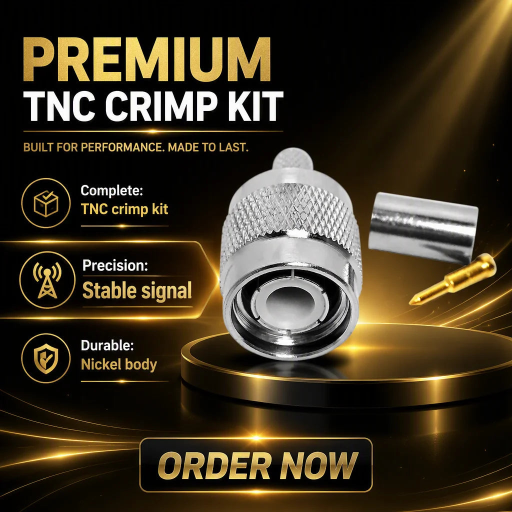 Arronna TNC Male Crimp Connector 50 Ohm RF Coaxial Plug Nickel Plated for RG58 RG142 LMR195