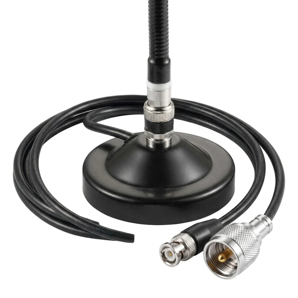 Arronna 27MHz CB Radio Antenna Kit Magnetic Base Soft Whip BNC SO-239 5dBi for Truck Vehicle