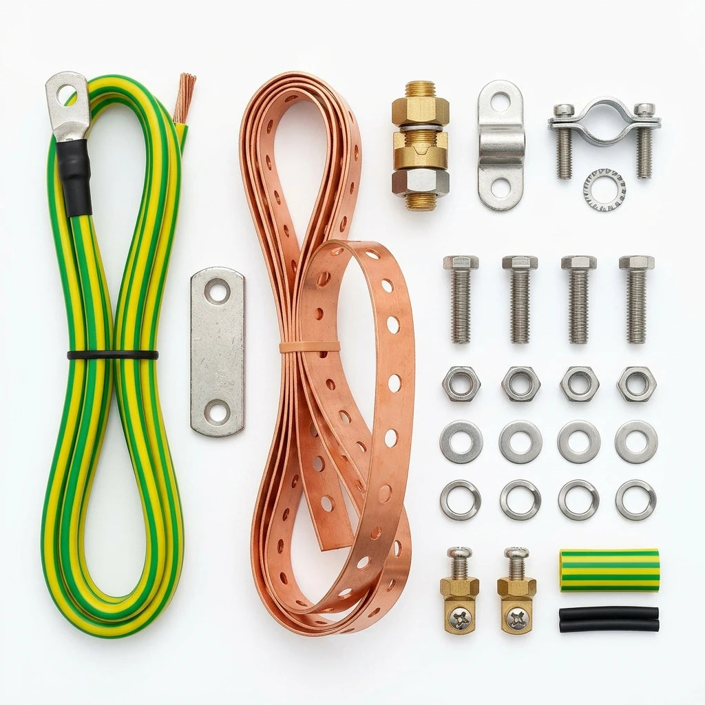 Arronna RF Coaxial Earthing Kit Universal Copper Strap Type for Telecom Cable Grounding