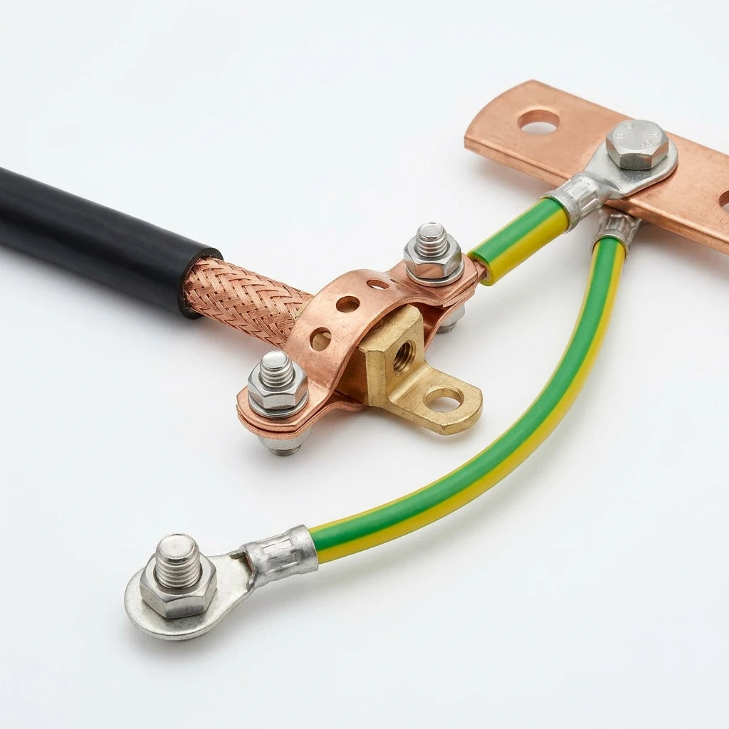 Arronna RF Coaxial Earthing Kit Universal Copper Strap Type for Telecom Cable Grounding