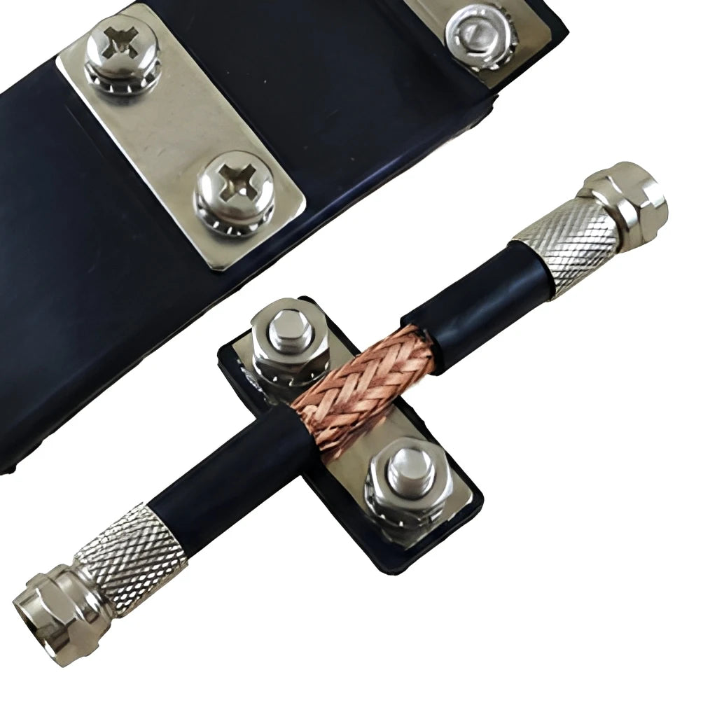 Arronna Coaxial Cable Grounding Kit 1m Tinned Copper Ground Wire with Ring Terminal Strap