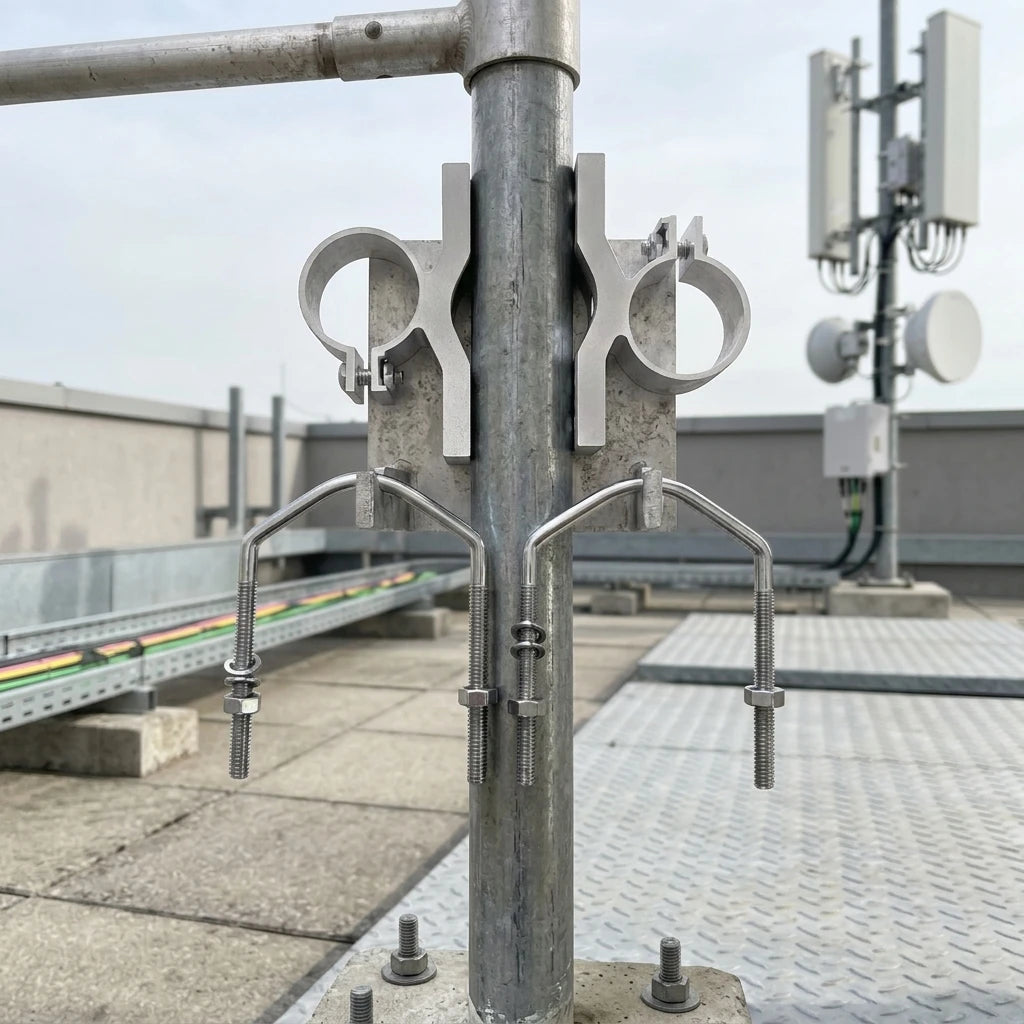 Arronna Base Station Antenna Pole Mount Bracket Kit with Pipe Clamps and U Bolts Galvanized