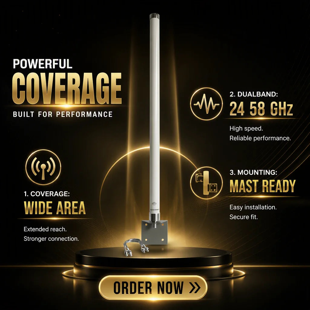 Arronna Dual Band 2.4GHz 5.8GHz Fiberglass Omni Antenna 12dBi 15dBi N Female Outdoor