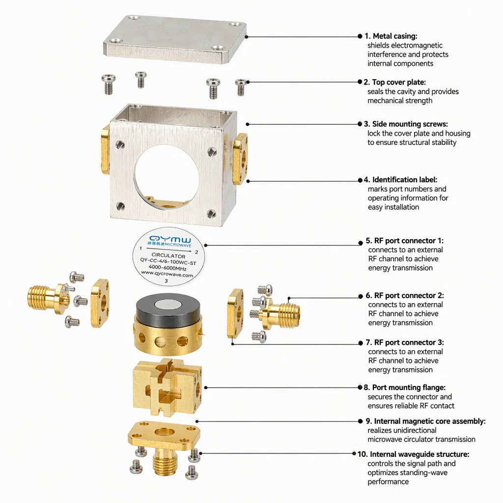 Arronna 4-6GHz C Band 100W RF Circulator 3 Port SMA Female Coaxial Circulator Base Station Grade