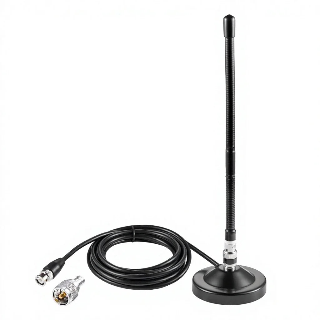 Arronna 27MHz CB Radio Antenna Kit Magnetic Base Soft Whip BNC SO-239 5dBi for Truck Vehicle