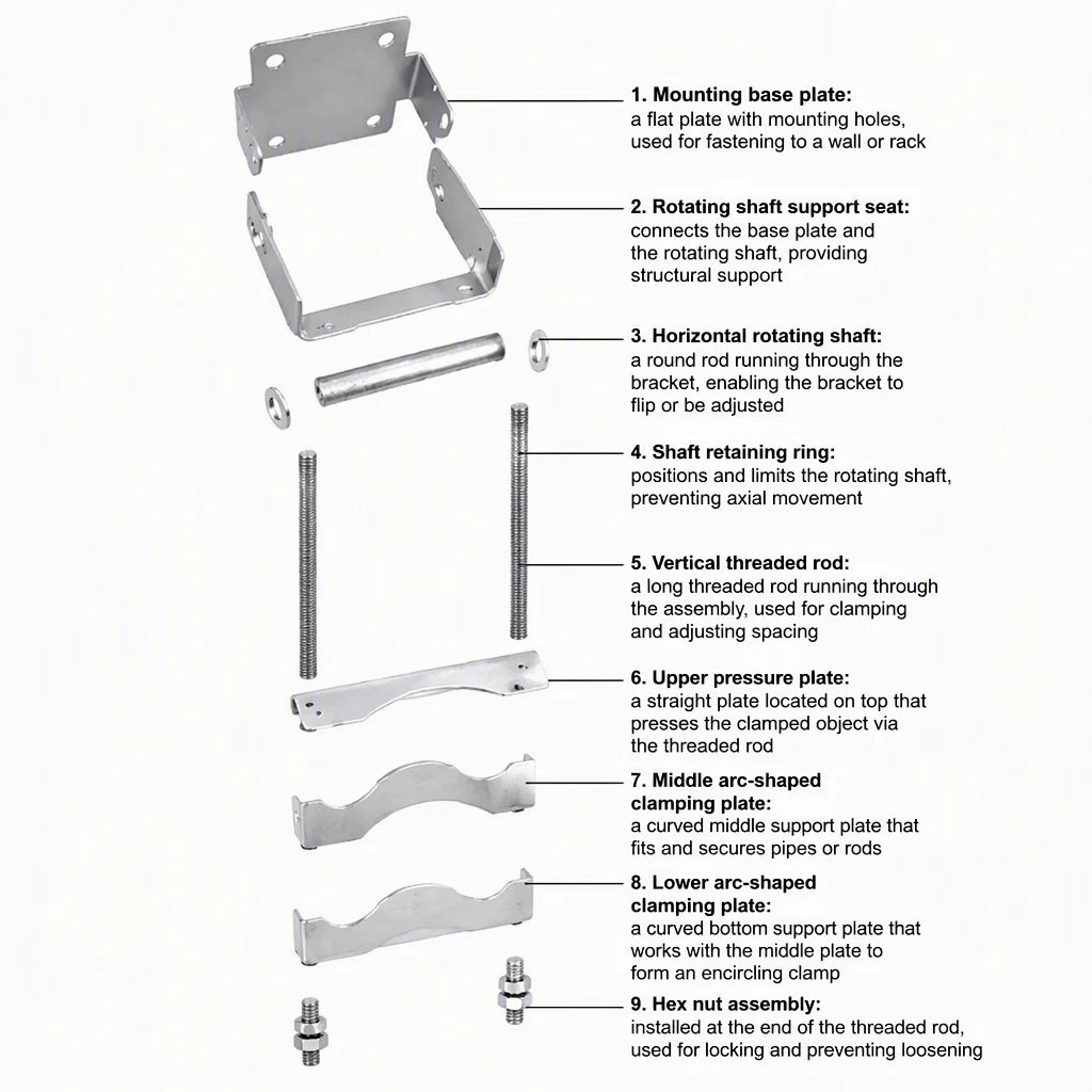 Adjustable Plate Clamp Antenna Mount 60x60mm Pole Bracket up to 80mm Galvanized Heavy Duty Tilt
