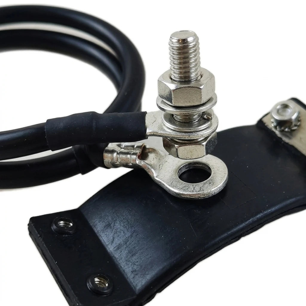 Arronna Coaxial Cable Grounding Kit 1m Tinned Copper Ground Wire with Ring Terminal Strap