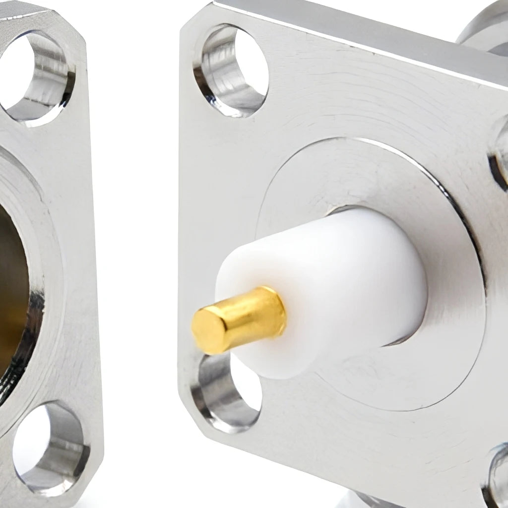 Arronna N Female 4 Hole Flange Jack RF Connector 50 Ohm Nickel Plated Panel Mount Solder Pin