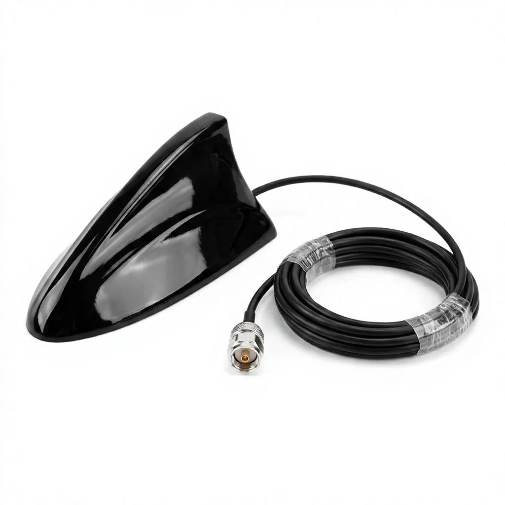 Arronna UHF 400-470MHz Vehicle Shark Fin Antenna Two Way Radio Roof Mount High Gloss Black