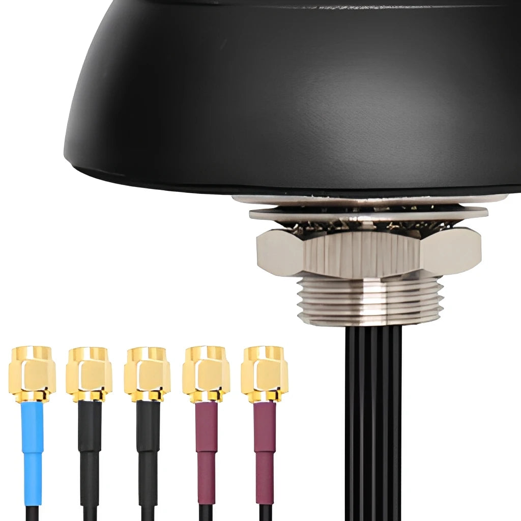 Arronna 5-in-1 GNSS GPS GLONASS 4G LTE WiFi NB-IoT Vehicle Puck Antenna Bolt Through Mount 5x SMA Male