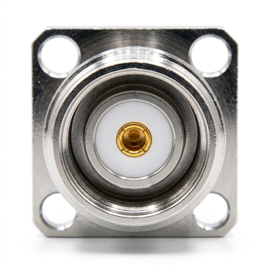 Arronna N Female 4 Hole Flange Jack RF Connector 50 Ohm Nickel Plated Panel Mount Solder Pin