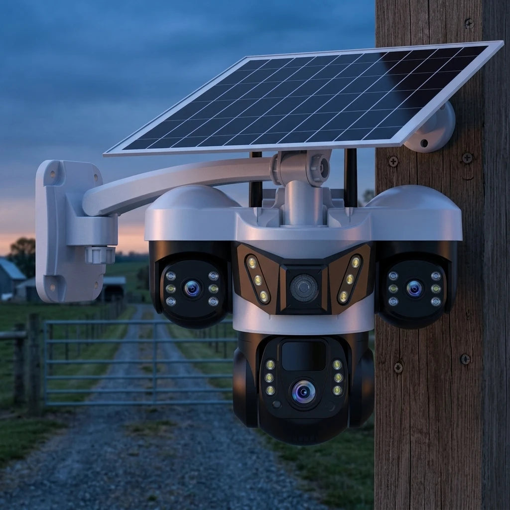 Arronna 4G LTE Solar Powered Wireless CCTV Camera Kit PTZ IP66 H.265 6MP Outdoor Farm