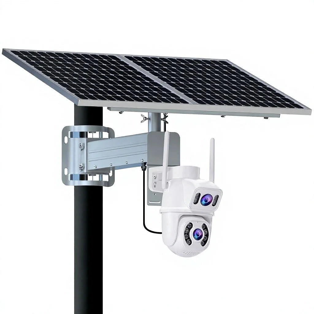 Arronna Solar Dual Lens PTZ Security Camera 3MP+3MP Outdoor Wireless POE 5X Zoom