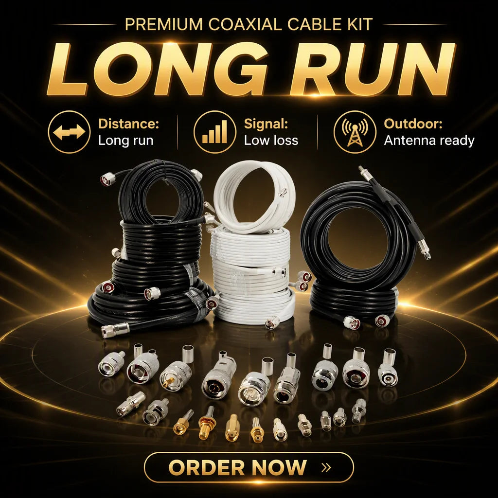 Low Loss 50 Ohm Coaxial Cable 15m N Male to N Male 400-Class Feed Line for Outdoor Antenna Long Distance Run