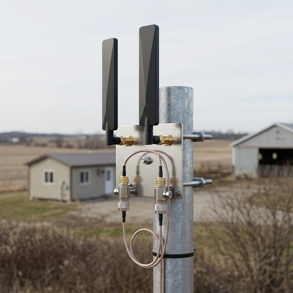 Arronna K2 FWA Outdoor Antenna Kit 698-3800MHz Vertical Omni Rubber Duck 2x2 MIMO IP65 N for 304SS Pole Mount