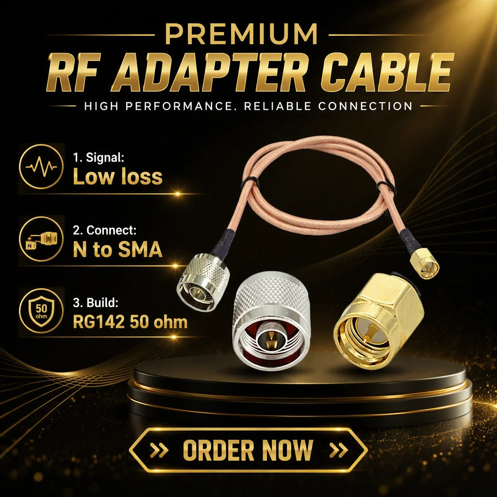 RG142 N Male to SMA Male Low Loss Coaxial Jumper Cable 1m for 4G 5G Antenna Radio Feed Line