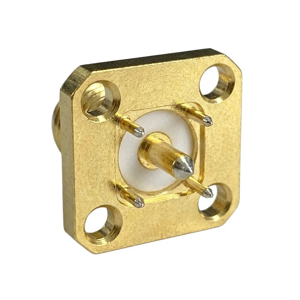 Arronna SMA Female 4 Hole Flange RF Coaxial Connector Jack 50 Ohm Gold Plated Panel Mount
