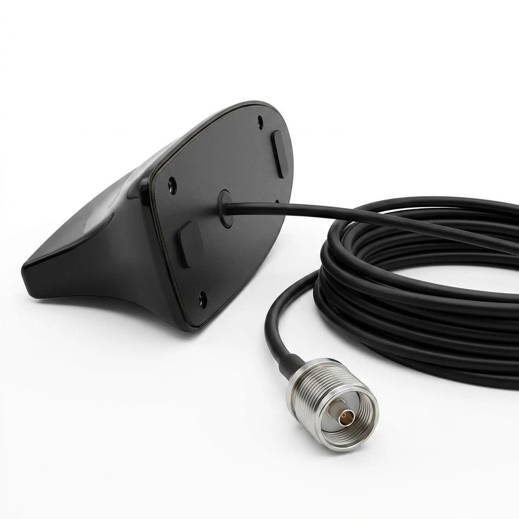 Arronna UHF 400-470MHz Vehicle Shark Fin Antenna Two Way Radio Roof Mount High Gloss Black