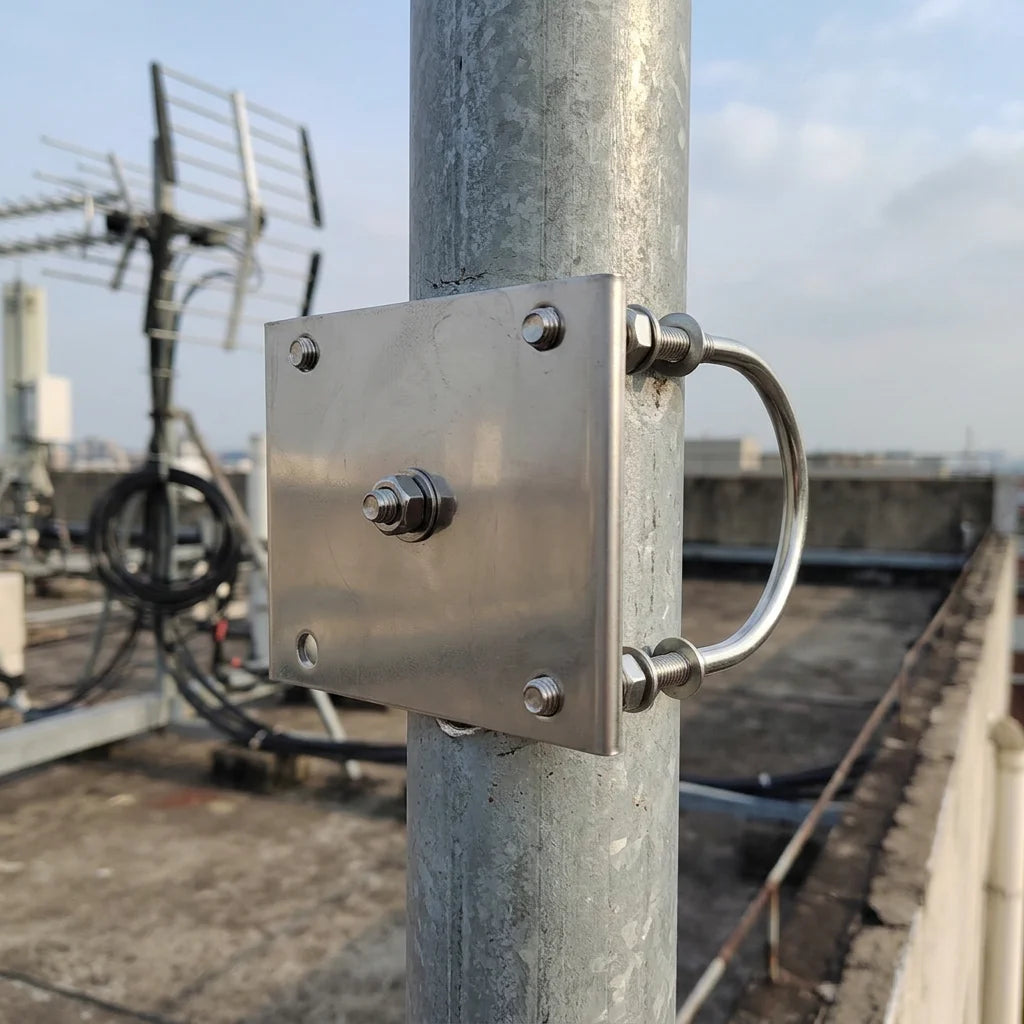 Arronna AR-P02 304 Stainless Steel Pole Mount Clamp for Antenna Mast Bracket 30-80mm U Bolt Outdoor Installation