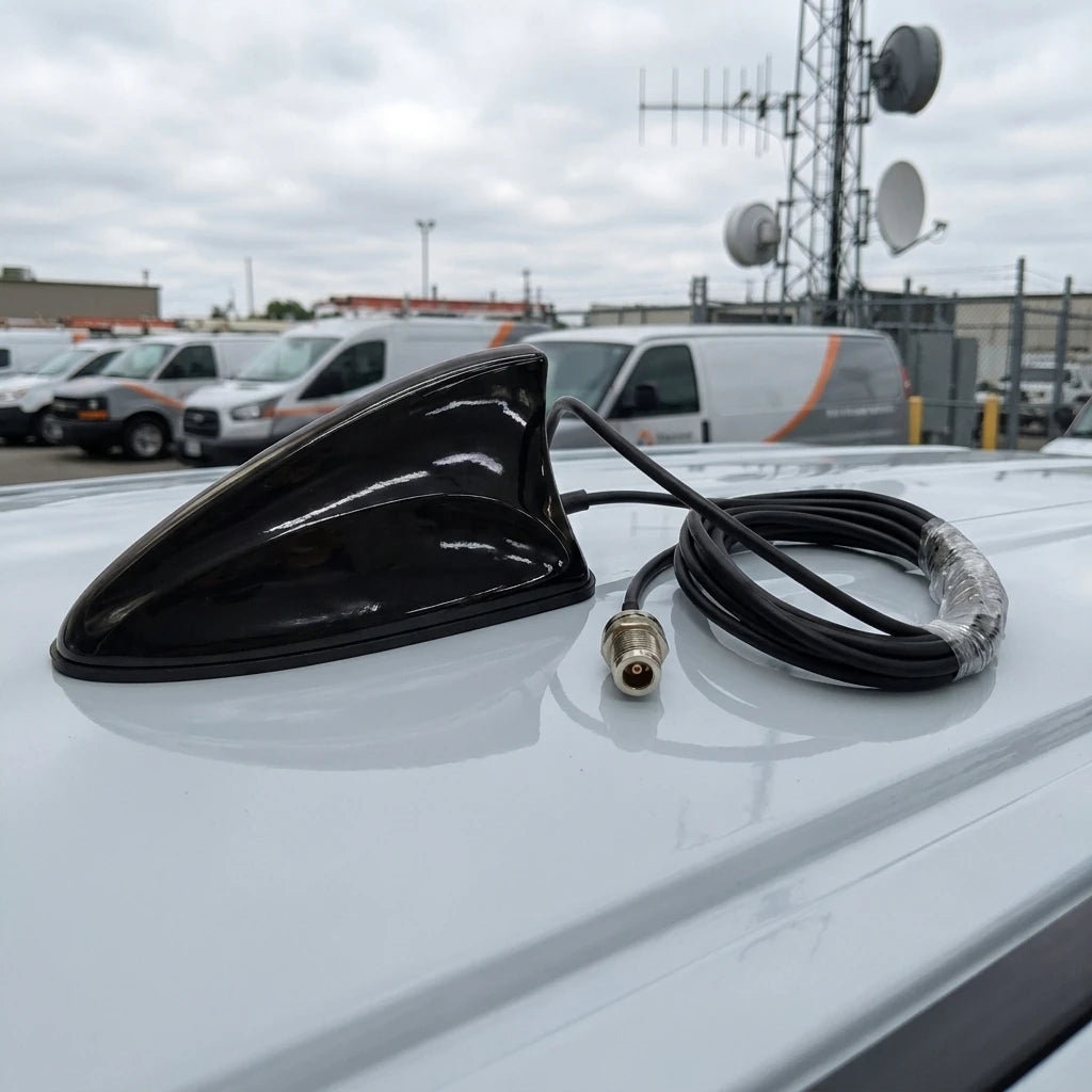 Arronna UHF 400-470MHz Vehicle Shark Fin Antenna Two Way Radio Roof Mount High Gloss Black