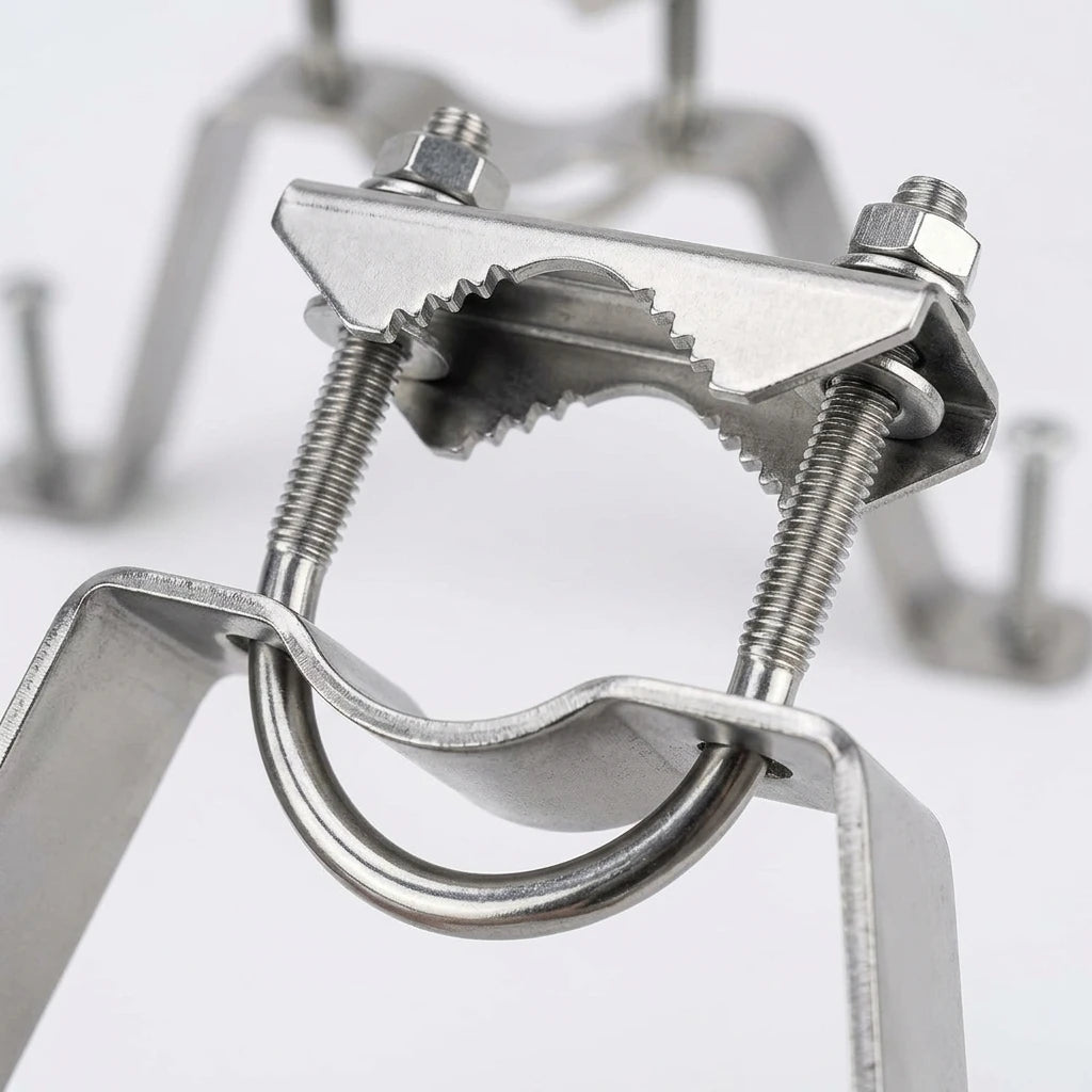 Arronna Stainless Steel Double Wall Mount Antenna Mast Bracket Pair with U Bolt Clamps