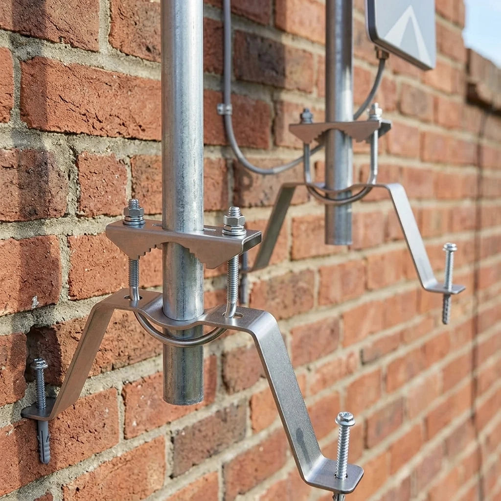 Arronna Stainless Steel Double Wall Mount Antenna Mast Bracket Pair with U Bolt Clamps