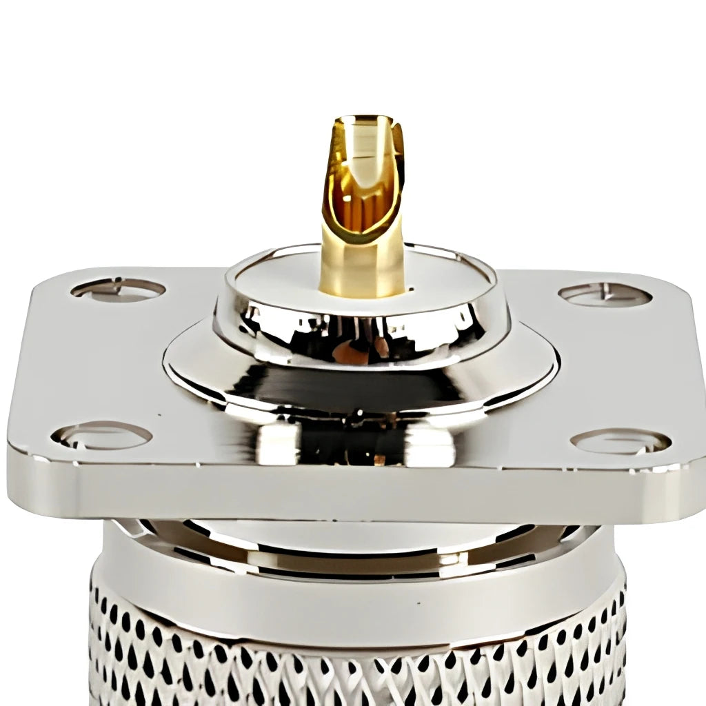 N Type Female Flange Panel Mount Antenna Connector 4 Hole RF Socket 50 Ohm Full Copper