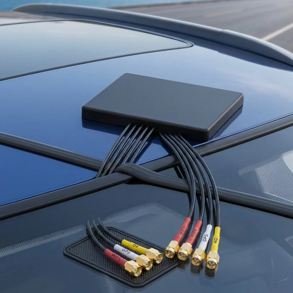 Arronna 5-in-1 4G 5G Full Band Vehicle Adhesive Mount Antenna Multi Band MIMO GPS WiFi Comm Roof Panel
