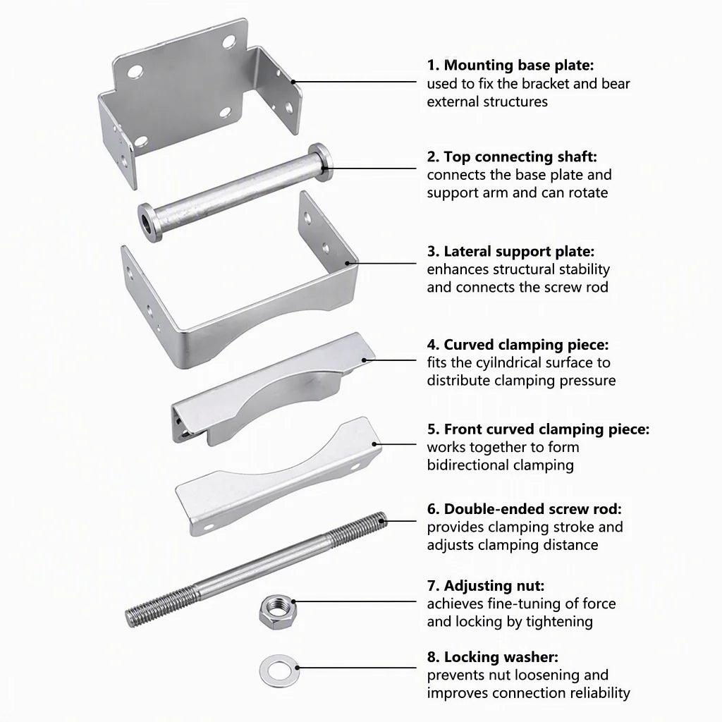 Arronna Adjustable Plate Clamp Antenna Mount 60x60mm Pole Bracket up to 80mm Galvanized Heavy Duty Tilt